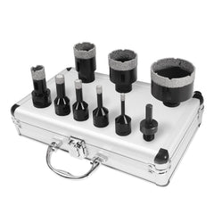 9-Piece Diamond Core Drill Bits Set with Hex Shank