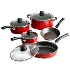 9-Piece Non-stick Cookware Set in Red