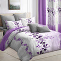 9-Piece Purple Vine Bedding and Curtain Set – Quilted Microfiber Bedspread with Sheer Curtains