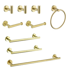 Modern 9-Piece Stainless Steel Bathroom Towel Rack Set – Wall Mount