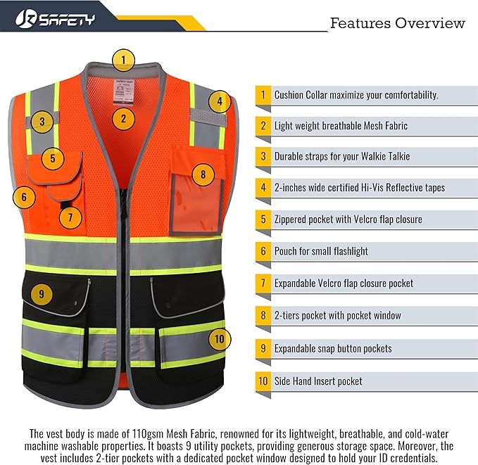 High-Visibility Utility Vest with Cushioned Collar