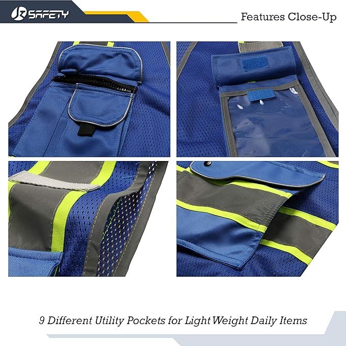 Blue Mesh Work Vest with Reflective Strips