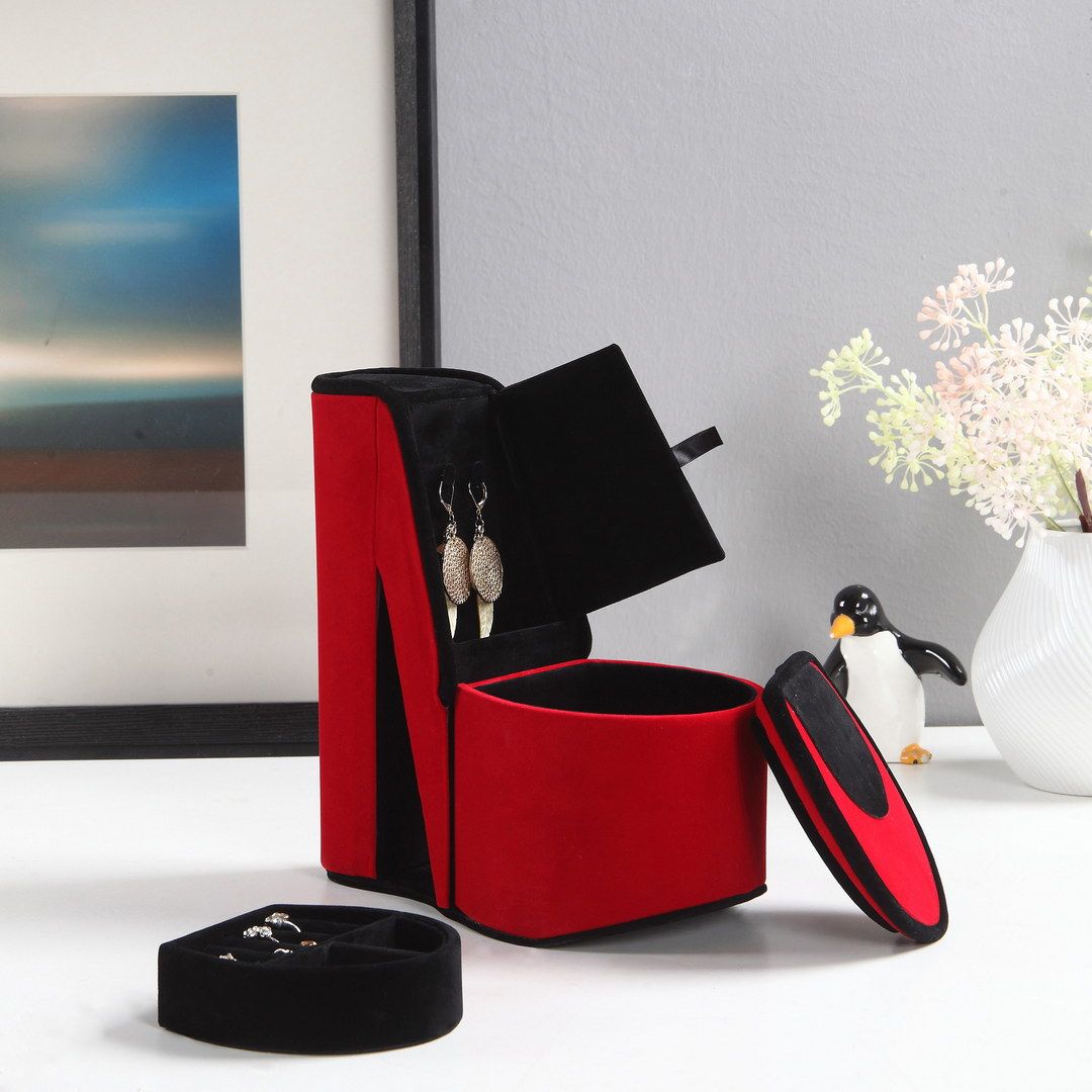 Red High Heel Display Jewelry Box with Hidden Storage