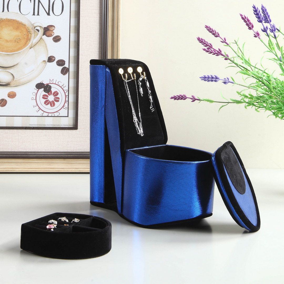 Blue Velvet High Heel Display Jewelry Box