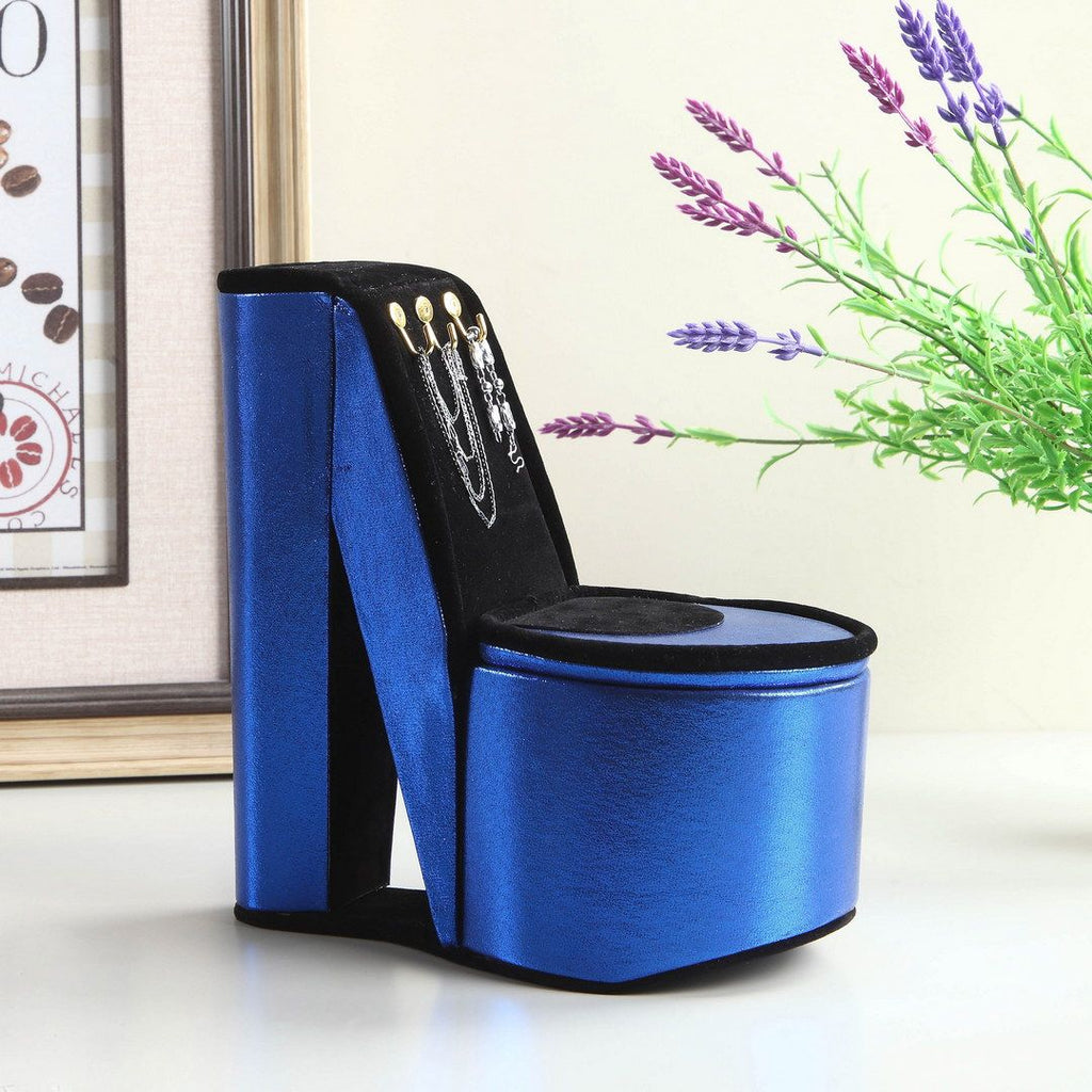 Blue Velvet High Heel Display Jewelry Box