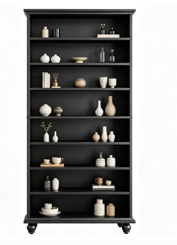 Nine-Tier Bookcase with Adjustable Shelves and LED Lighting