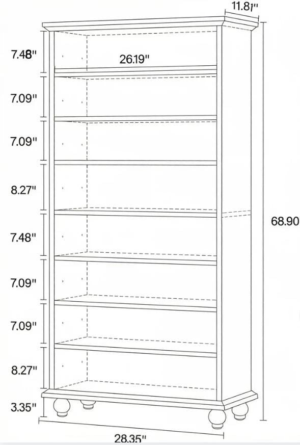 Nine-Tier Bookcase with Adjustable Shelves and LED Lighting