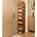 9-Tier Stacked Shoe Rack Unit, Bamboo Square Shoes Organizer, Freestanding Storage Shelf