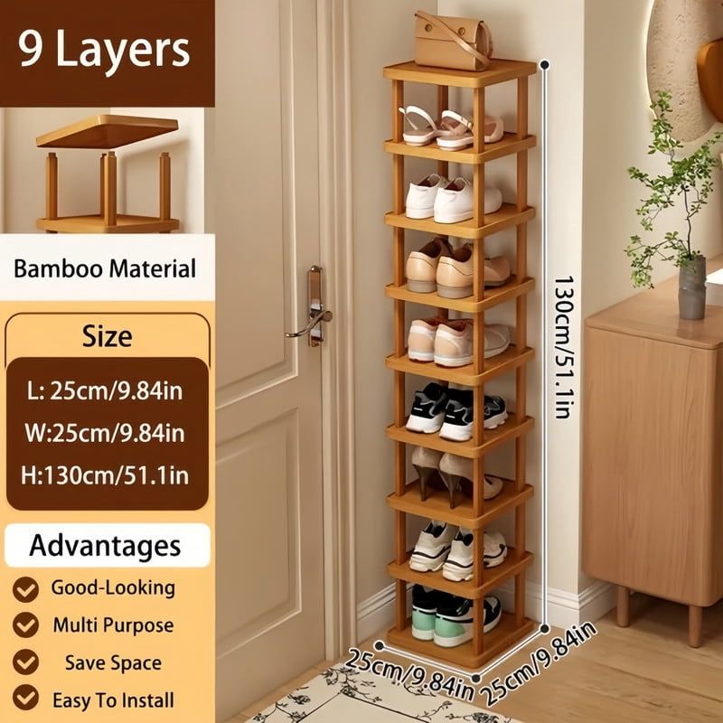 Tall 9-Tier Shoe Organizer for Narrow Spaces