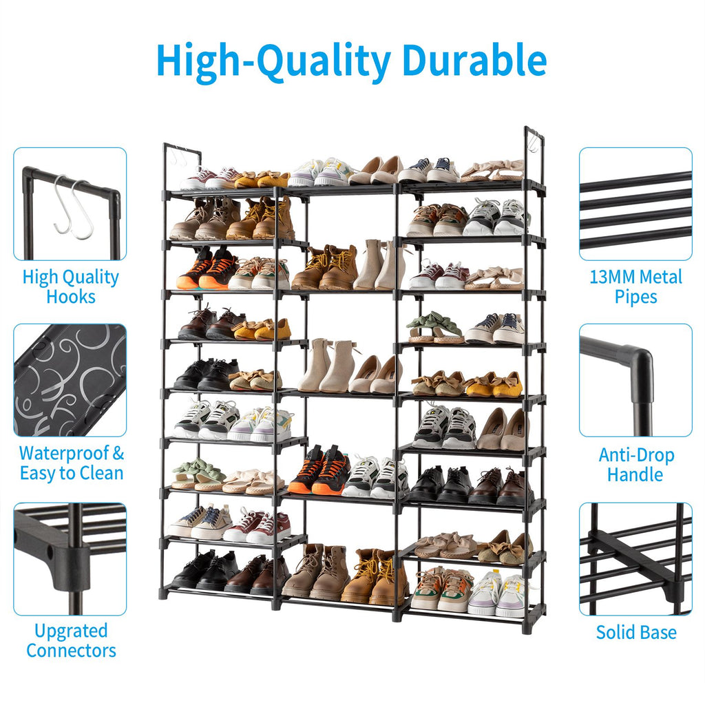 Versatile Multi-Tier Shoe Organizer with Hooks for Entryway & Closet