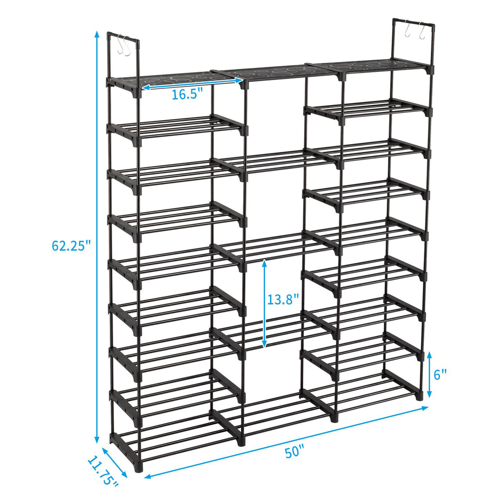 Versatile Multi-Tier Shoe Organizer with Hooks for Entryway & Closet