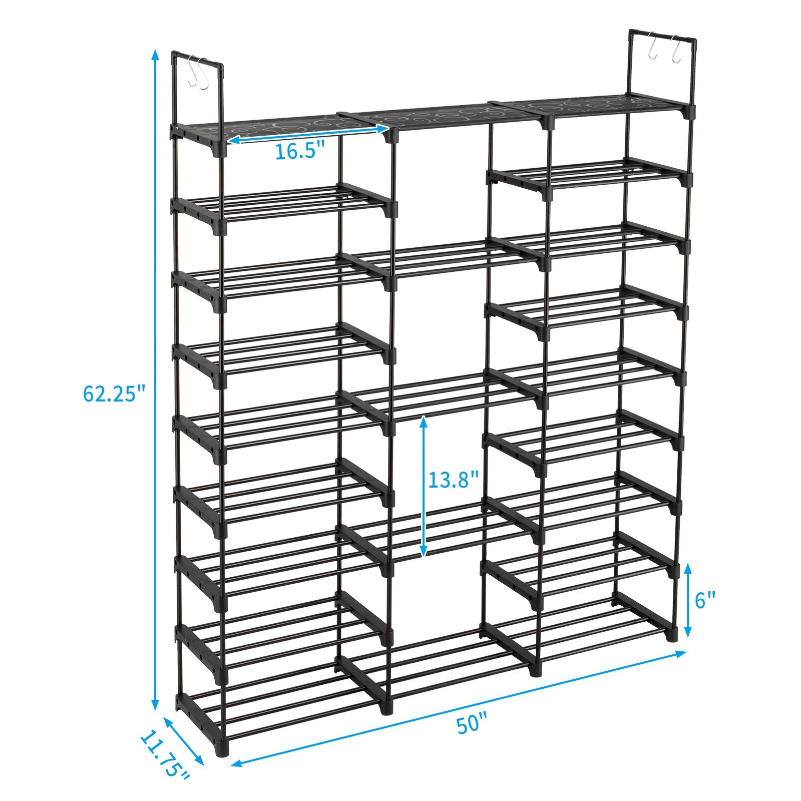 Versatile Multi-Tier Shoe Organizer with Hooks for Entryway & Closet
