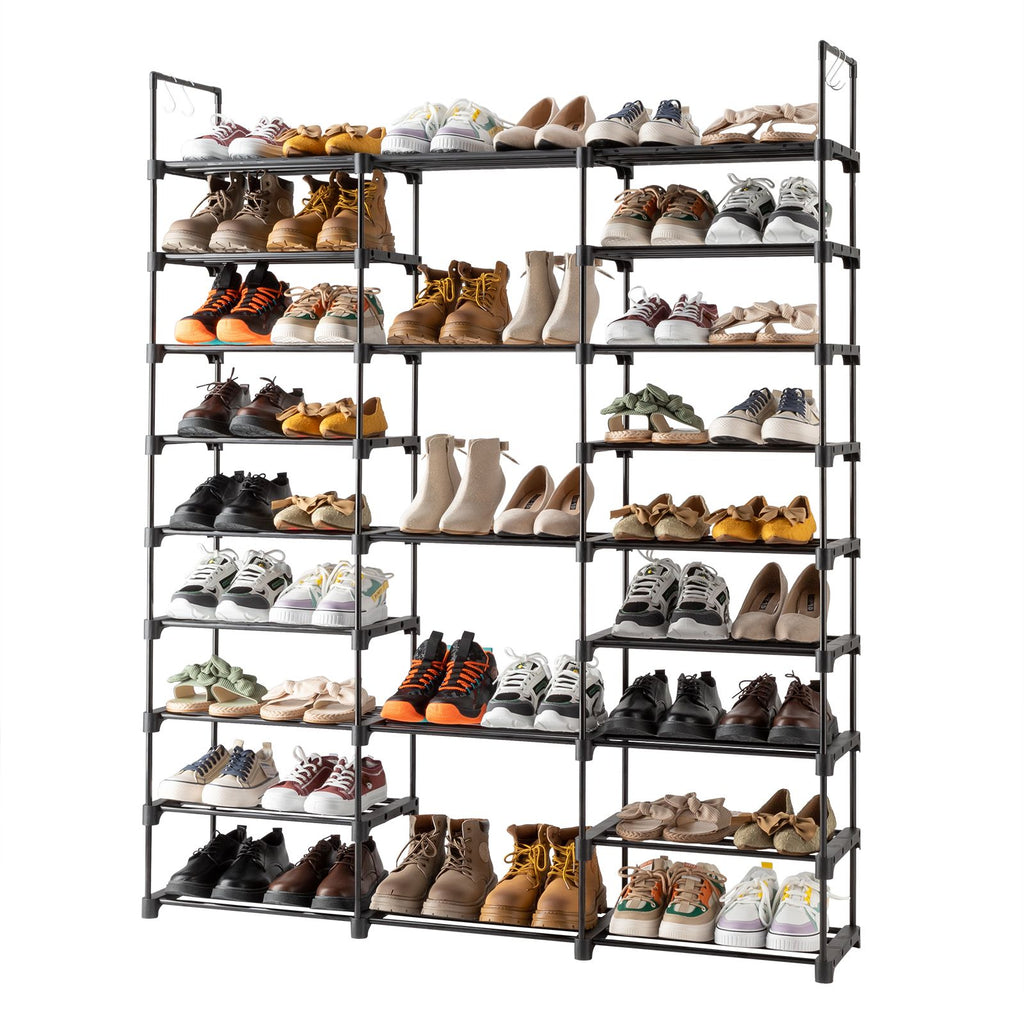 Versatile Multi-Tier Shoe Organizer with Hooks for Entryway & Closet