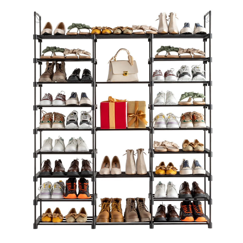 Versatile Multi-Tier Shoe Organizer with Hooks for Entryway & Closet