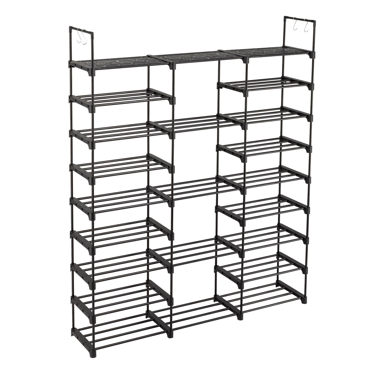 Versatile Multi-Tier Shoe Organizer with Hooks for Entryway & Closet