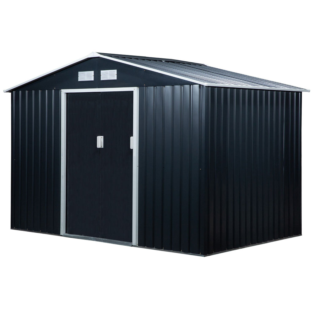 Spacious Metal Storage Shed with Sliding Doors and Vents