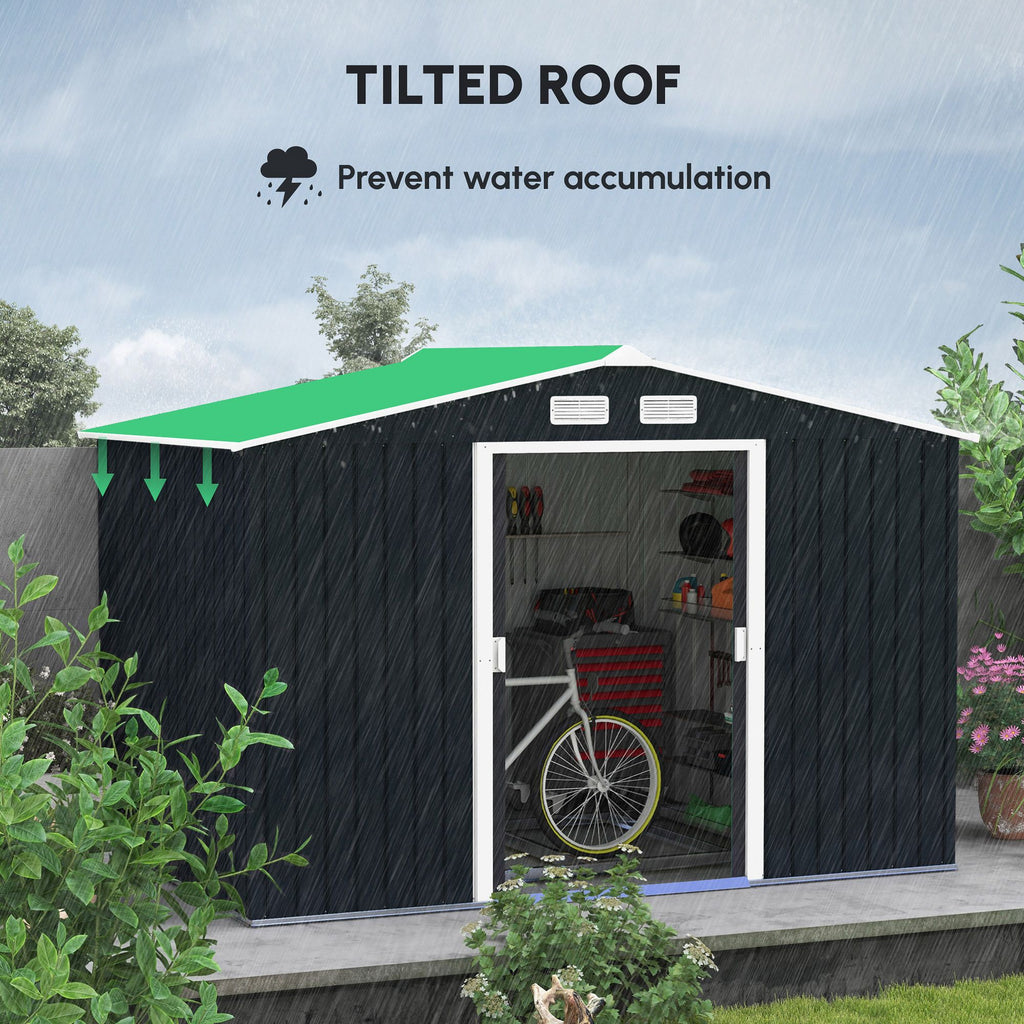 Spacious Metal Storage Shed with Sliding Doors and Vents