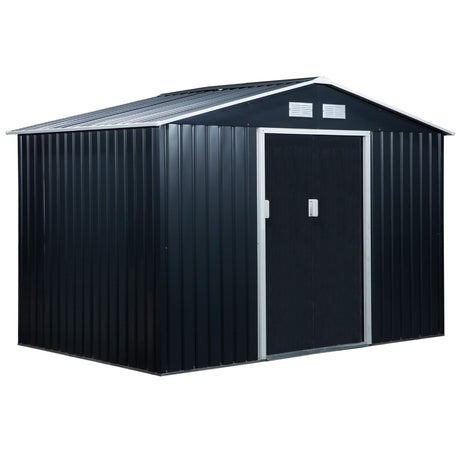Spacious Metal Storage Shed with Sliding Doors and Vents