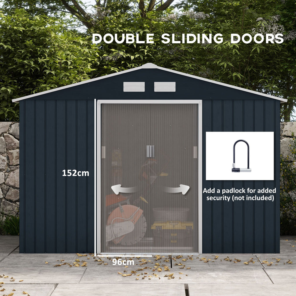 Spacious Metal Storage Shed with Sliding Doors and Vents