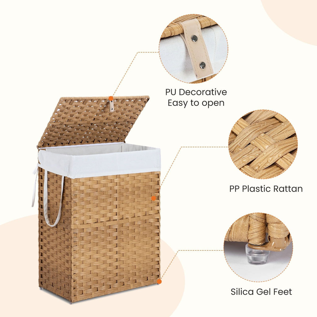 Hand-Woven Foldable Laundry Basket with Lid