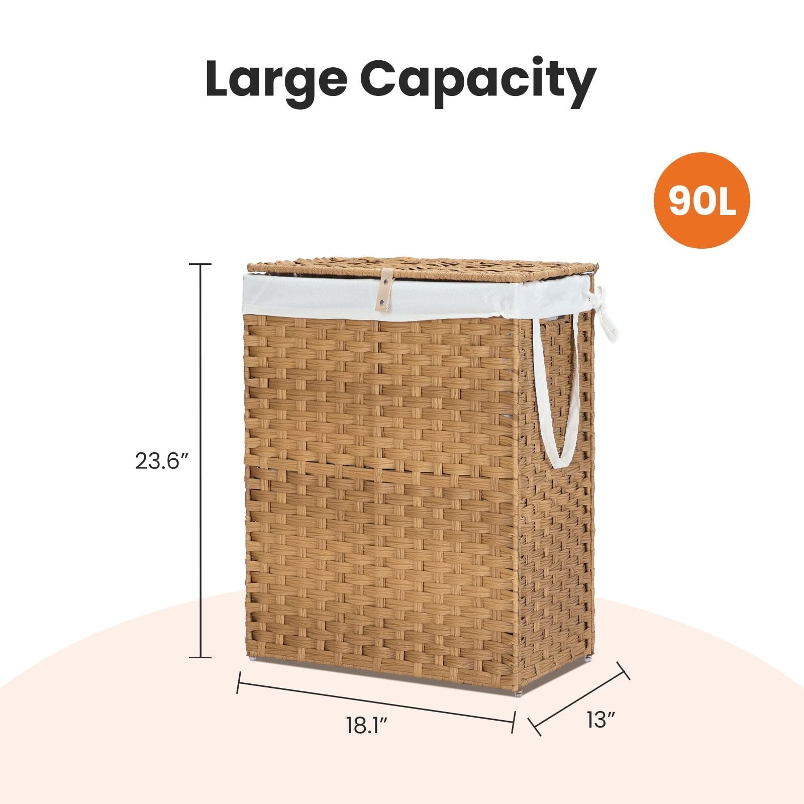 Hand-Woven Foldable Laundry Basket with Lid