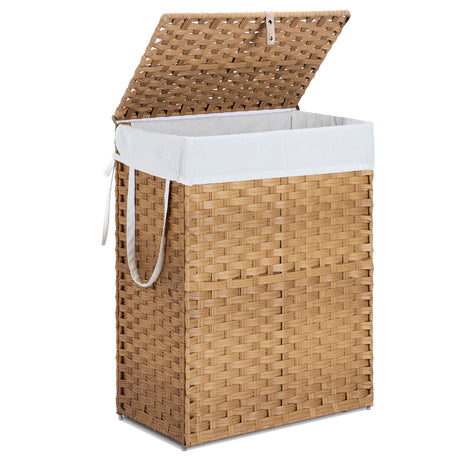 Hand-Woven Foldable Laundry Basket with Lid