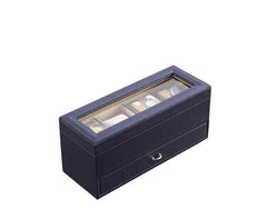 Navy Blue Jewelry and Watch Organizer with Drawers