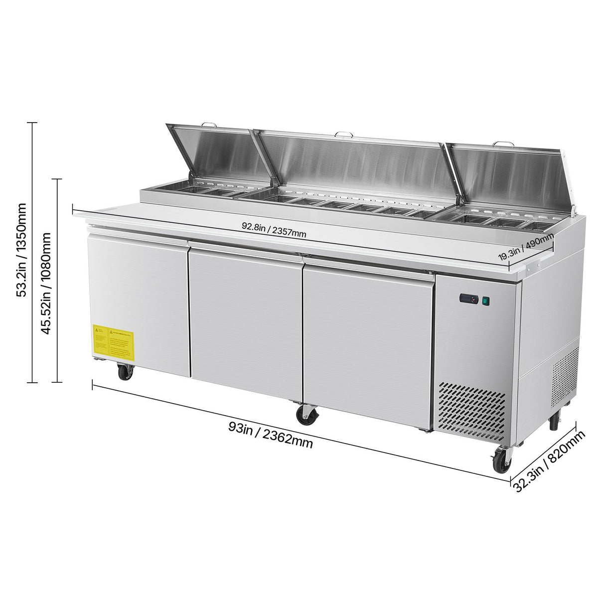 Commercial Refrigerated Pizza Prep Worktable