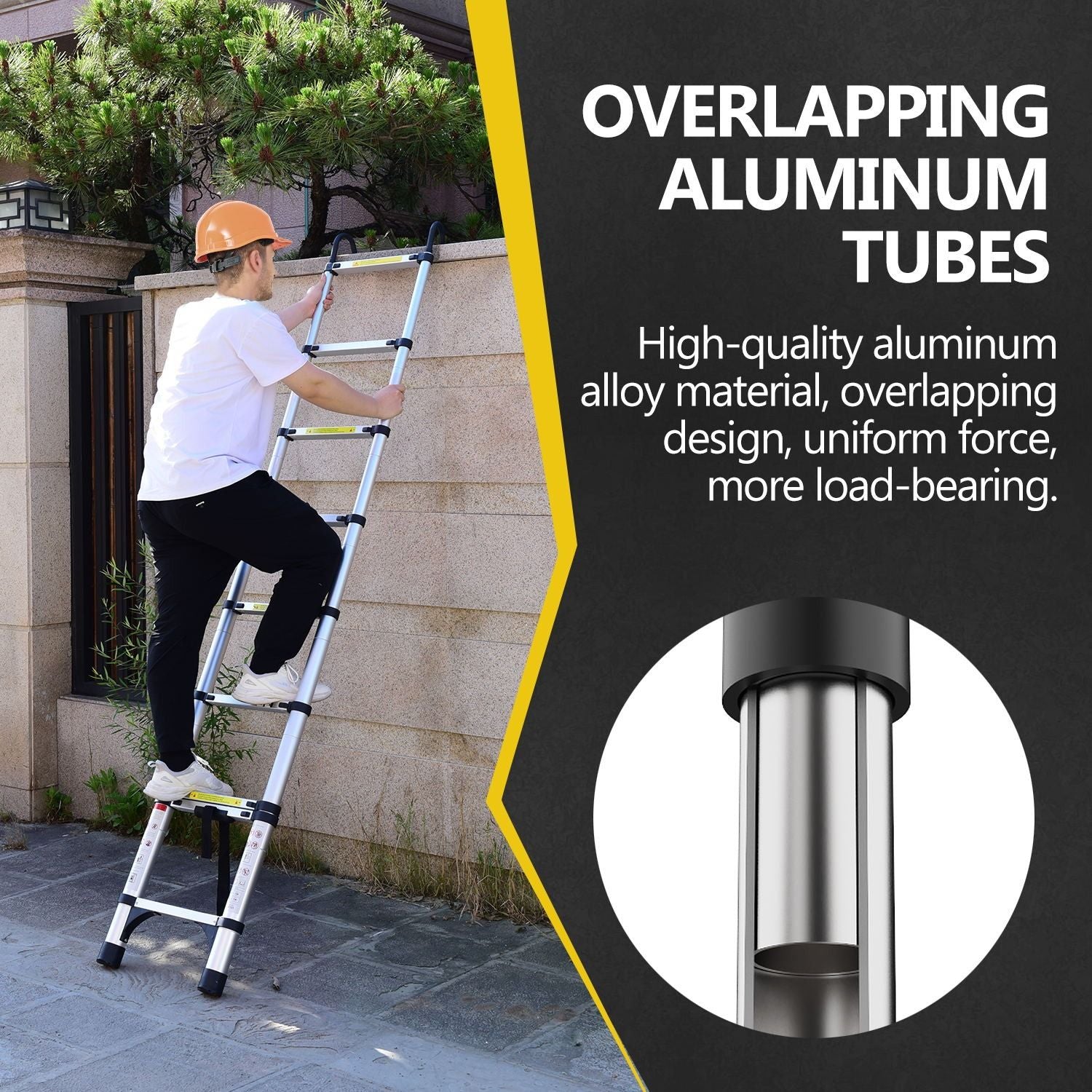 Aluminum Telescoping Ladder with Hooks & Stabilizers