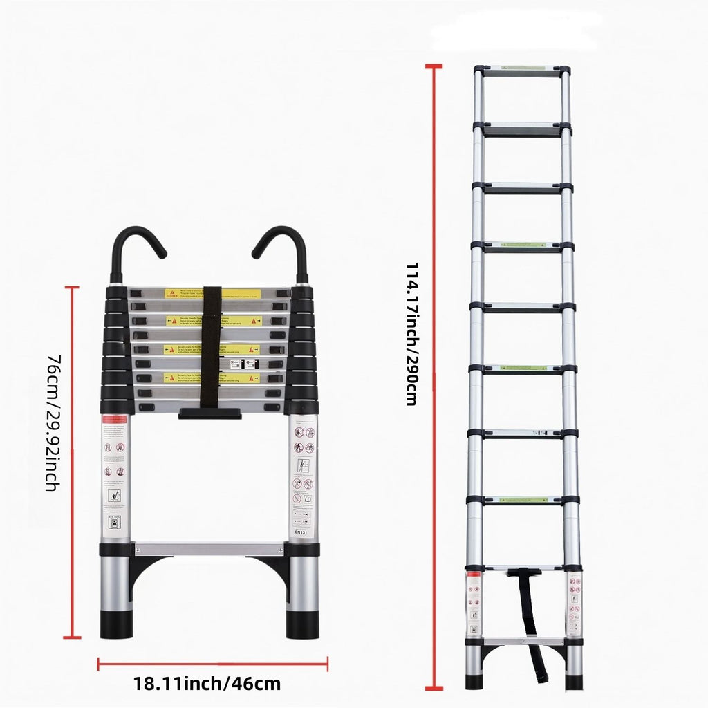 Aluminum Telescoping Ladder with Hooks & Stabilizers