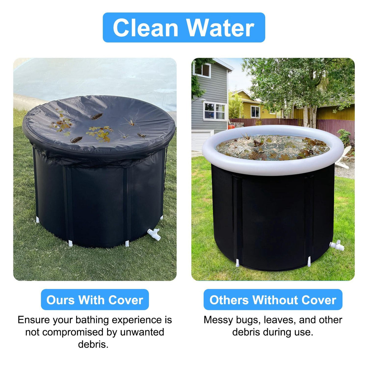 Portable Covered Cold Plunge Tub for Adults