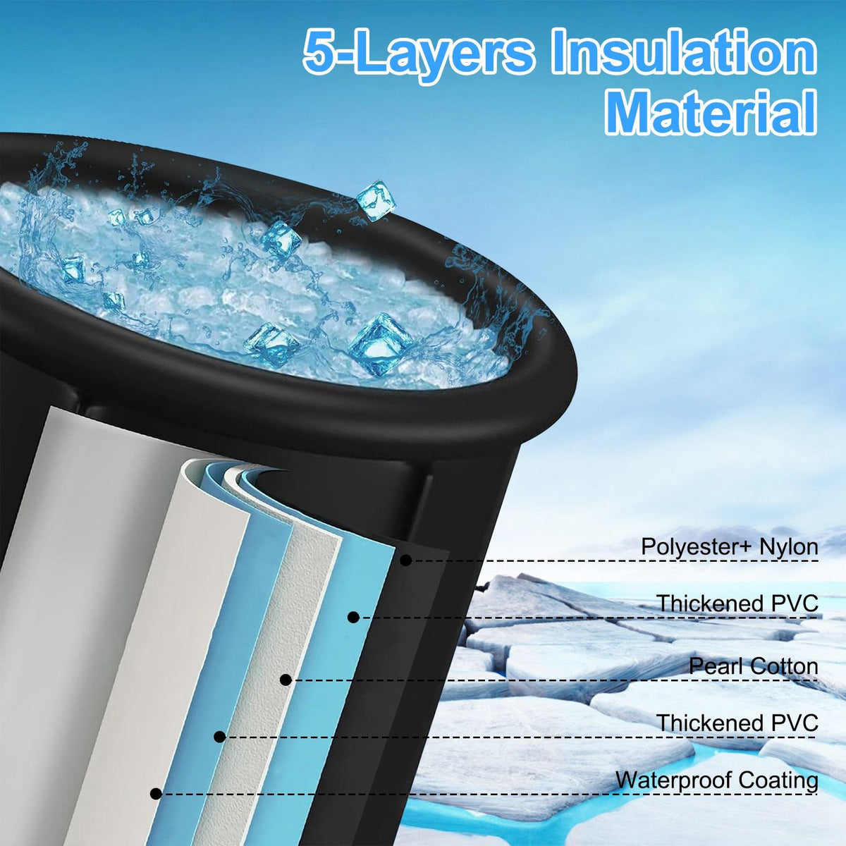 Portable Covered Cold Plunge Tub for Adults