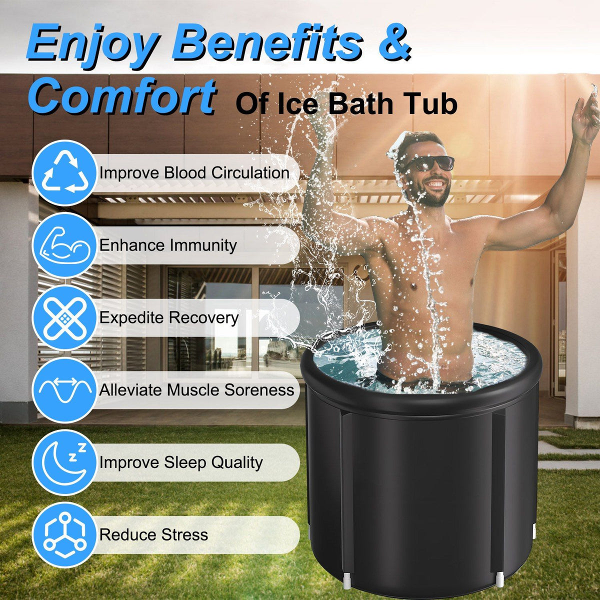 Portable Covered Cold Plunge Tub for Adults