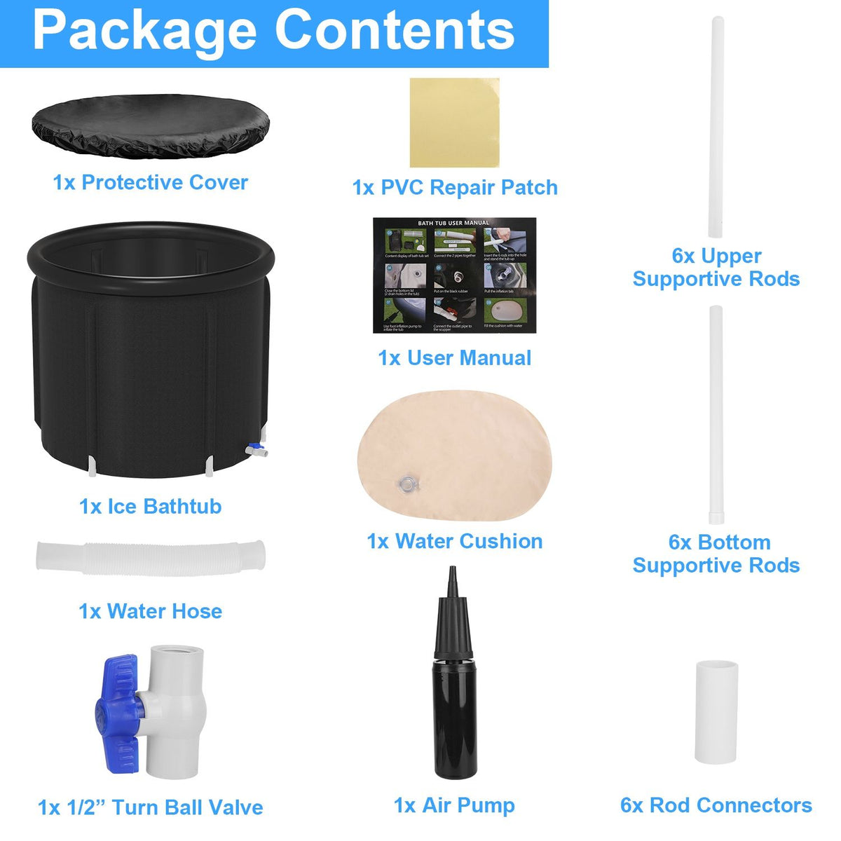 Portable Covered Cold Plunge Tub for Adults