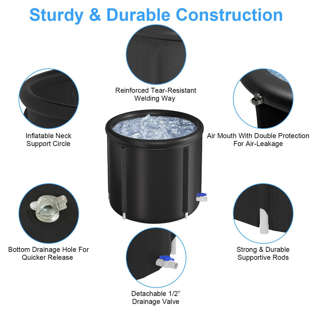 Portable Covered Cold Plunge Tub for Adults