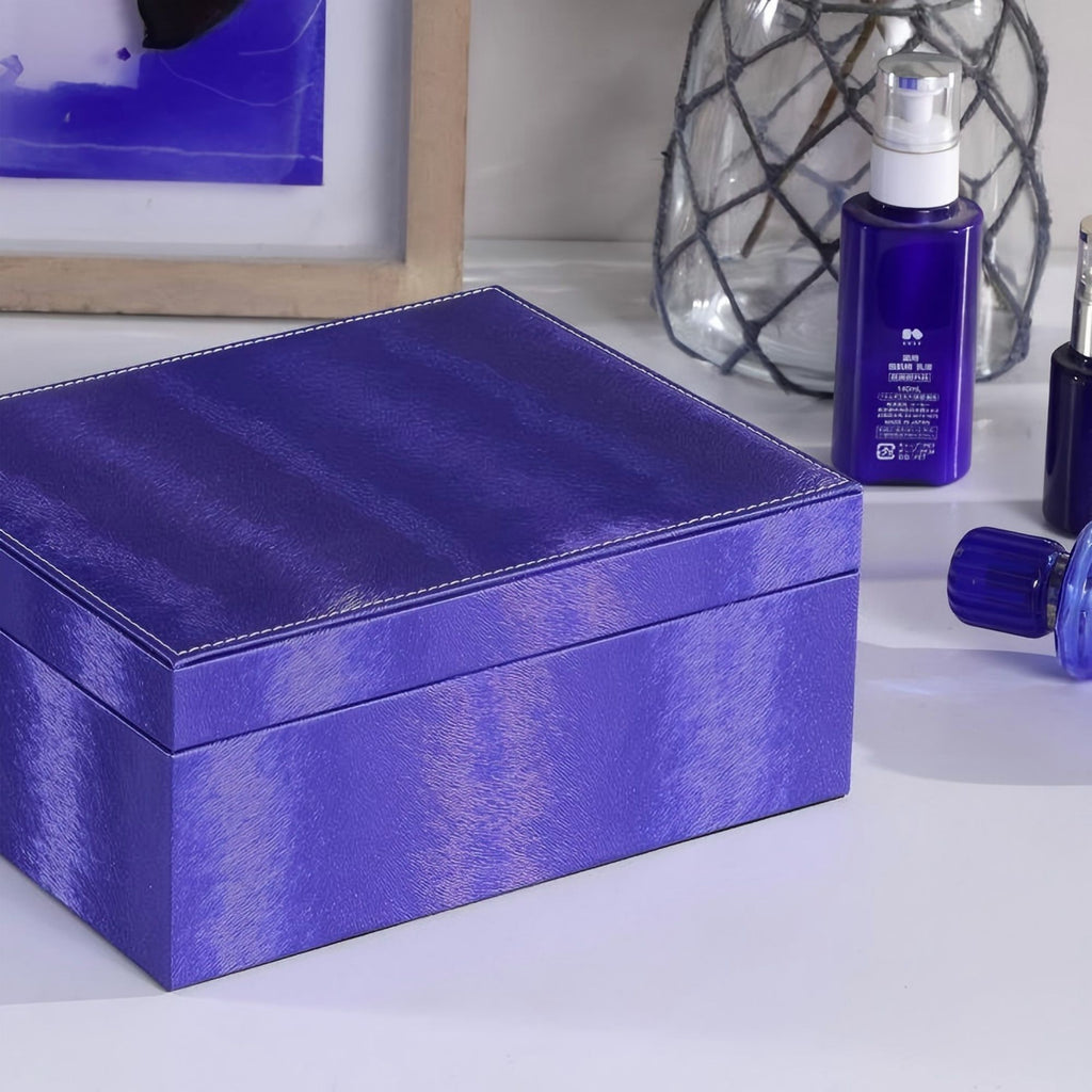 Azure Blue Jewelry Case with Hidden Storage and Mirror