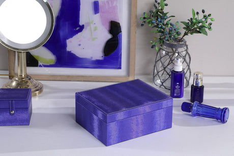 Azure Blue Jewelry Case with Hidden Storage and Mirror