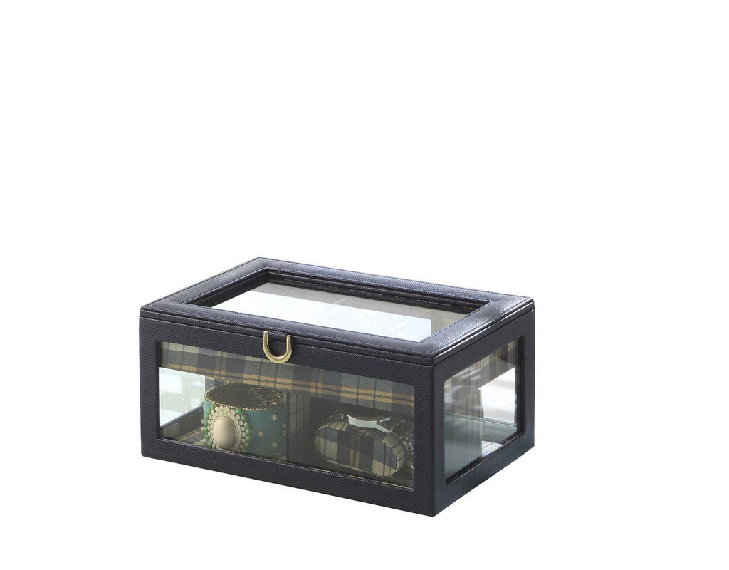Jewelry and Watch Display Case with Clear Top and Multiple Storage Compartments
