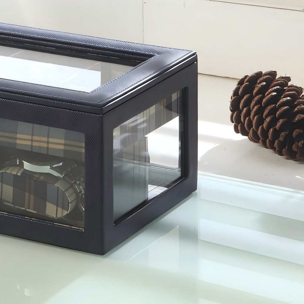 Jewelry and Watch Display Case with Clear Top and Multiple Storage Compartments
