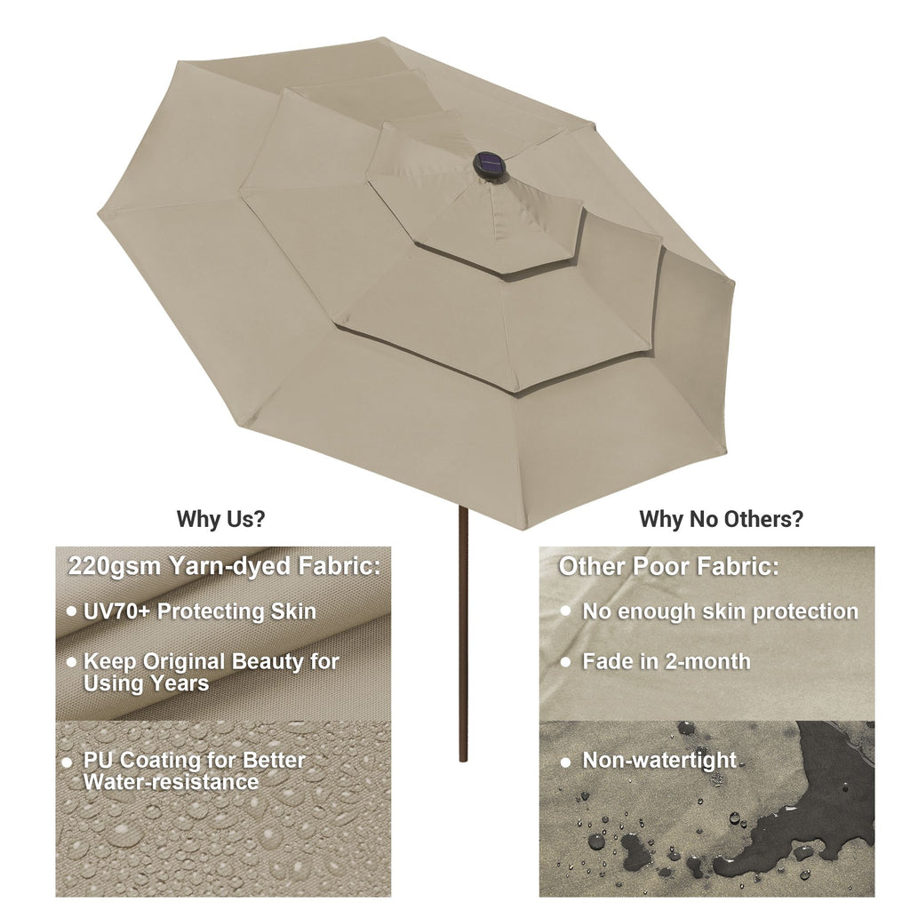 Tiered Patio Umbrella with Solar Rib Lighting