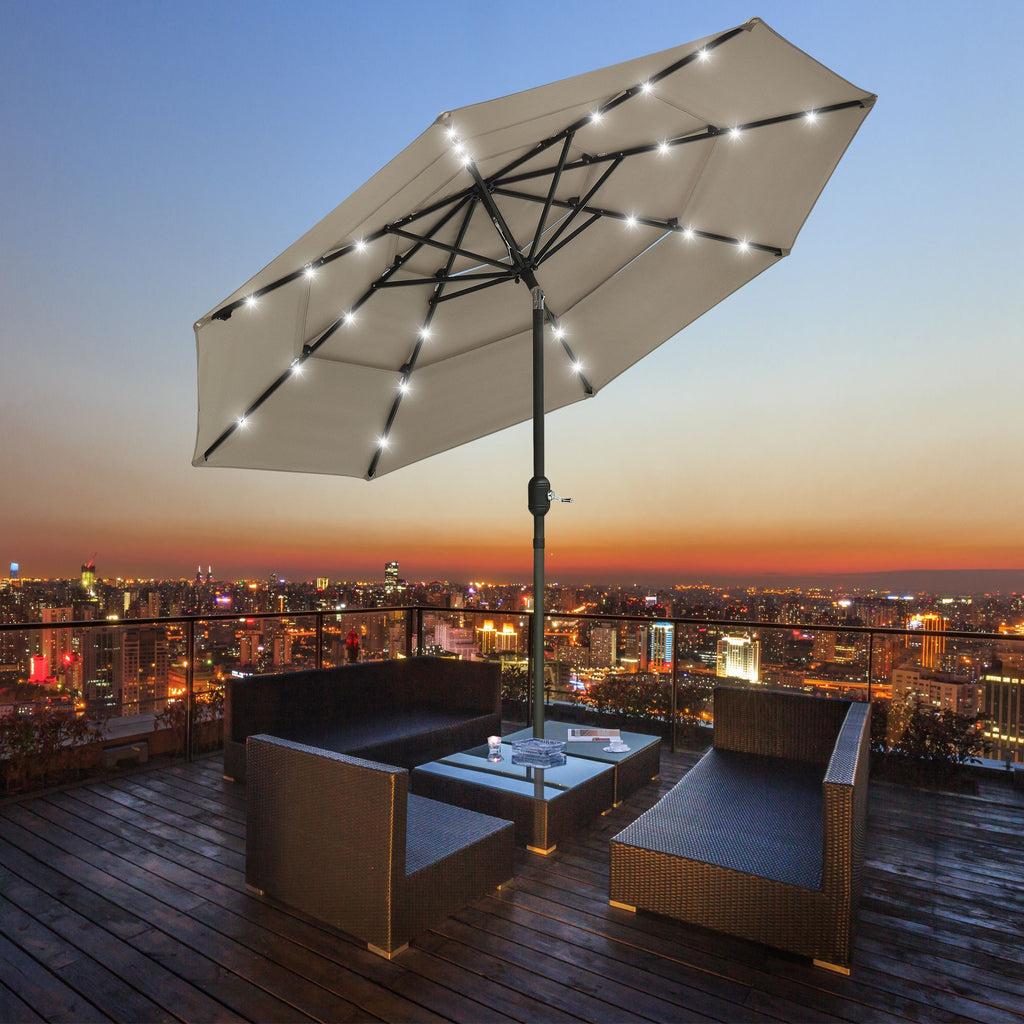 Tiered Patio Umbrella with Solar Rib Lighting