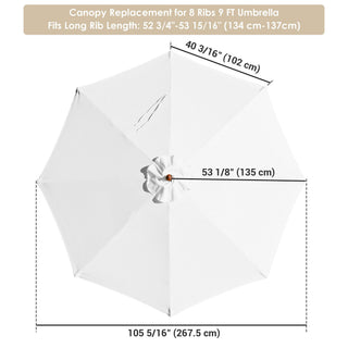 White Eight-Rib Replacement Patio Umbrella Canopy
