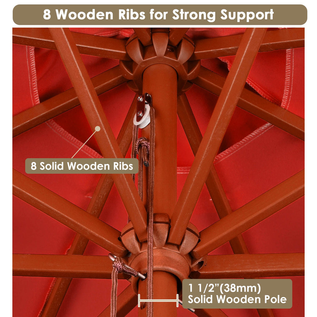 Red Patio Umbrella with Pulley Lift