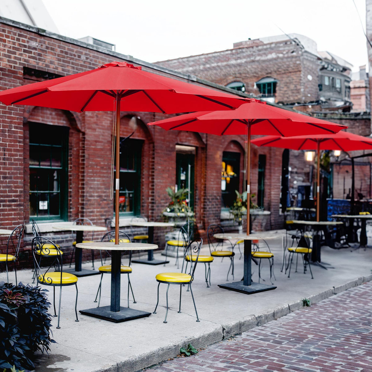 Red Patio Umbrella with Pulley Lift