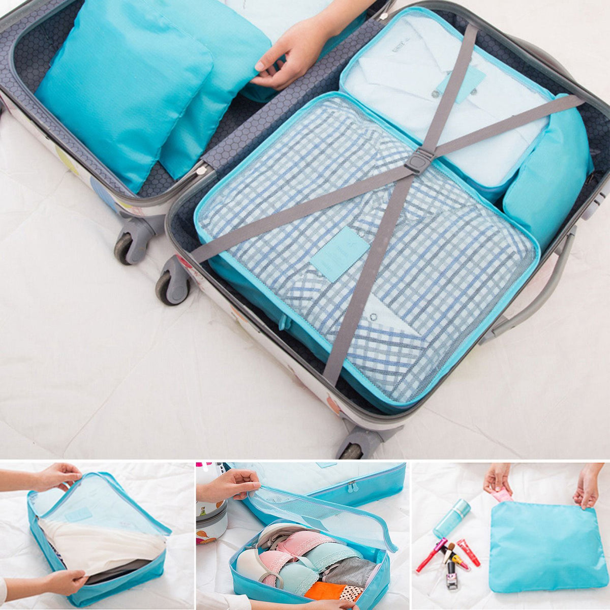 Coordinated Travel Packing Cube and Storage Bag Set