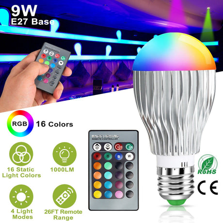 Color-Changing E27 LED Bulb with IR Remote