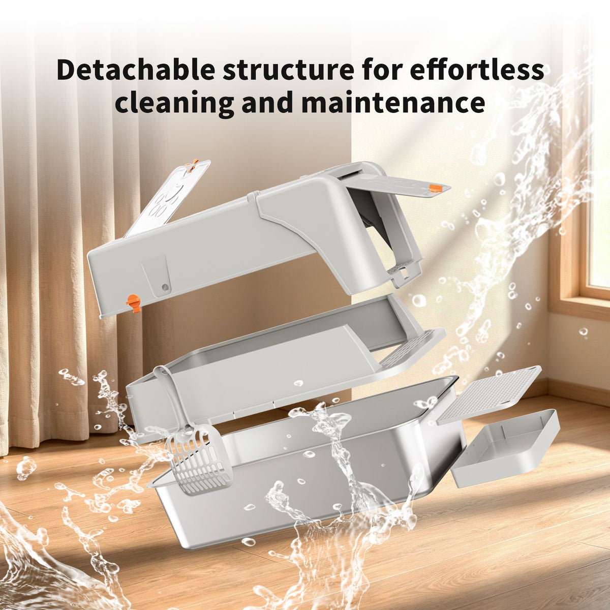 Flip-Top Cat Litter Box with Dual Entry