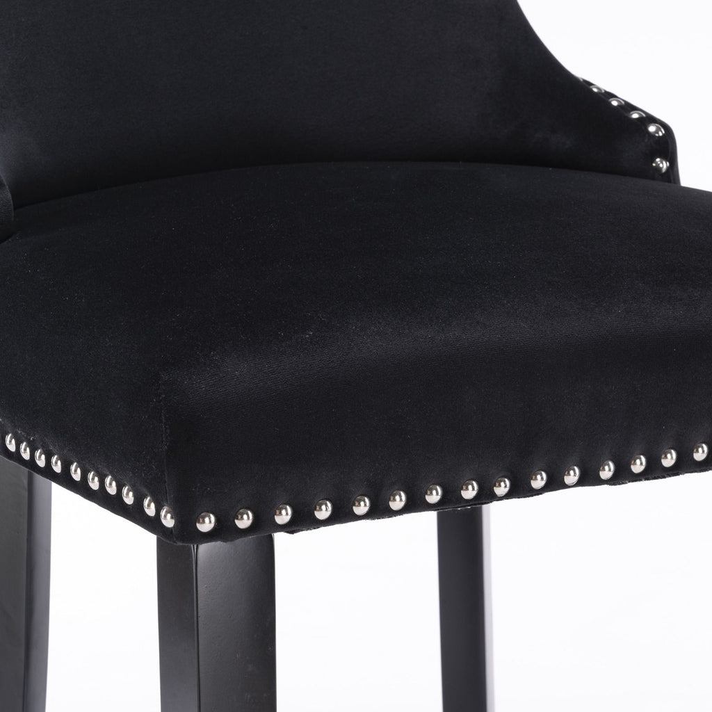 Set of 2 Contemporary Wing-Back Barstools with Decorative Nailhead Trim