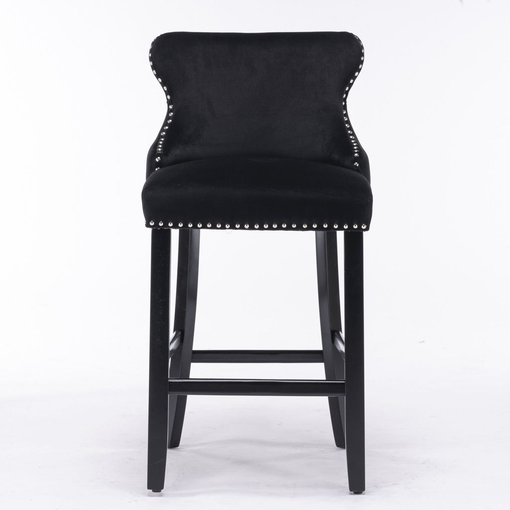 Set of 2 Contemporary Wing-Back Barstools with Decorative Nailhead Trim