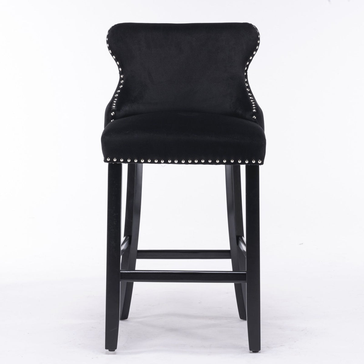 Set of 2 Contemporary Wing-Back Barstools with Decorative Nailhead Trim